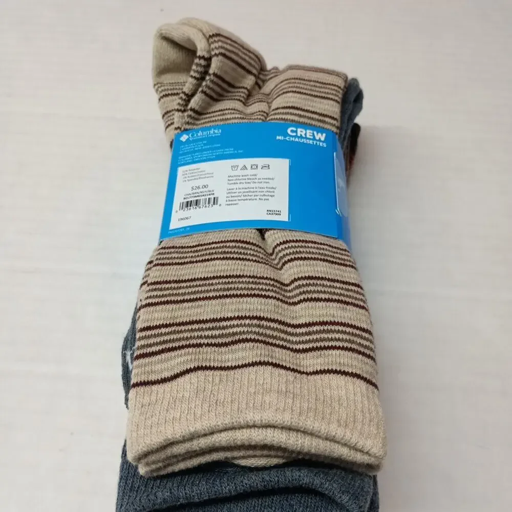 Columbia Men's Crew Socks Sizes 6-12‎ 4 Pack Multi Arch Support Moisture Wicking